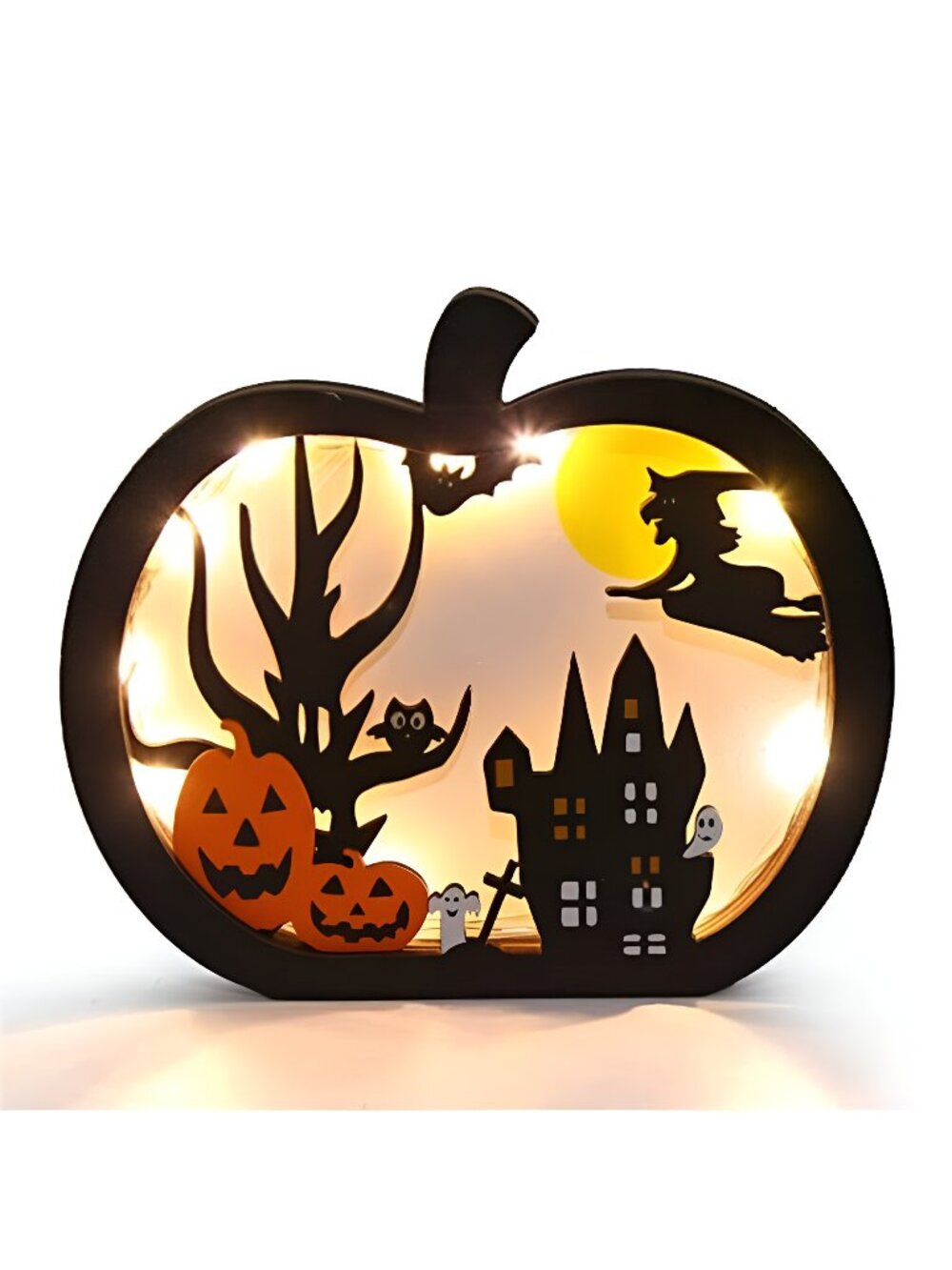 Halloween Wooden Table Sign,Light Up Pumpkin Table Centerpiece Topper
